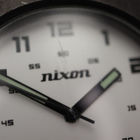 Nixon The Scout Mens Watch 35mm Silver Dial Black Nylon Strap with New Battery - Picture 7 of 15